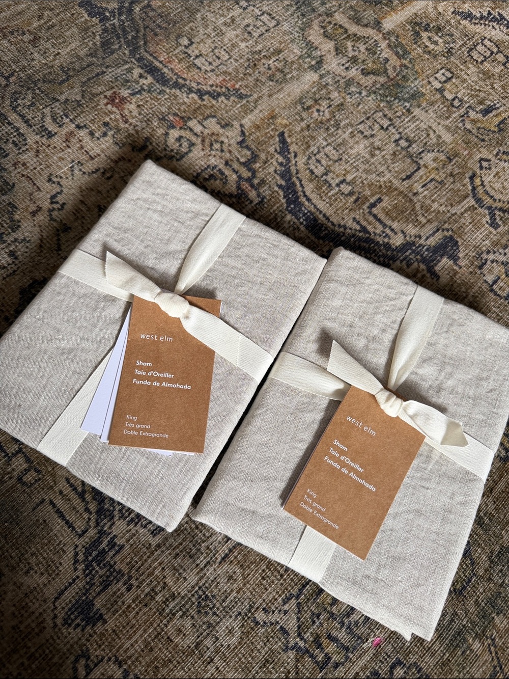 West Elm European Flax Linen Sham in Natural Color NEW size King Set of 2 - Picture 6 of 10